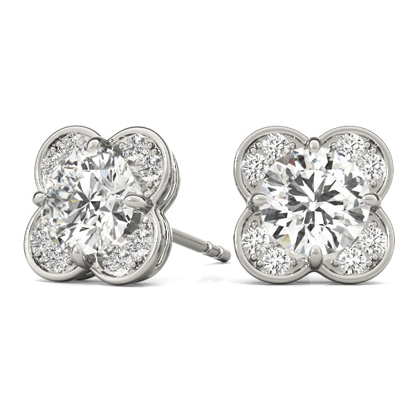 Round Diamond Halo Stud Earrings