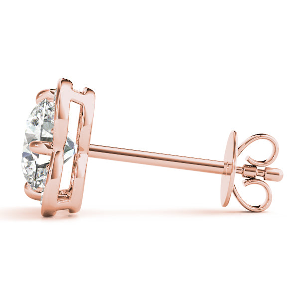 Rose Gold 1/2 ct Diamond Halo Stud Earrings