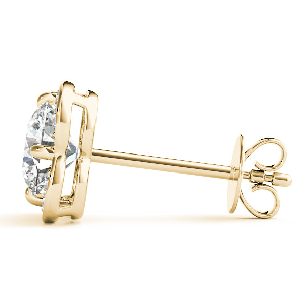 18K Yellow Gold Round Lab Diamond Halo Earrings