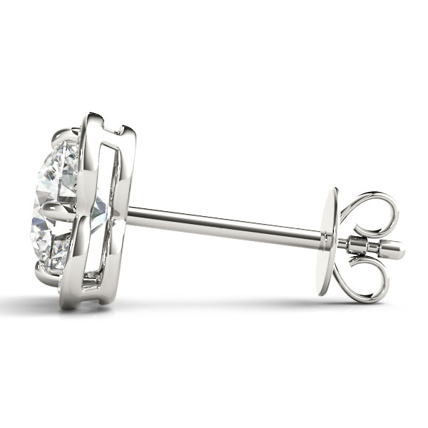 White Gold Lab Diamond Halo Earring Set