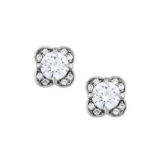 18K White Gold 1/2 ct Diamond Halo Stud Earrings