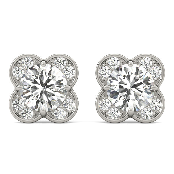 White Gold Lab Diamond Halo Earring Set