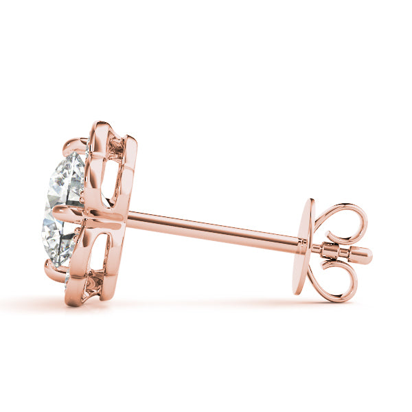 18K Rose Gold Diamond Halo Stud Earrings
