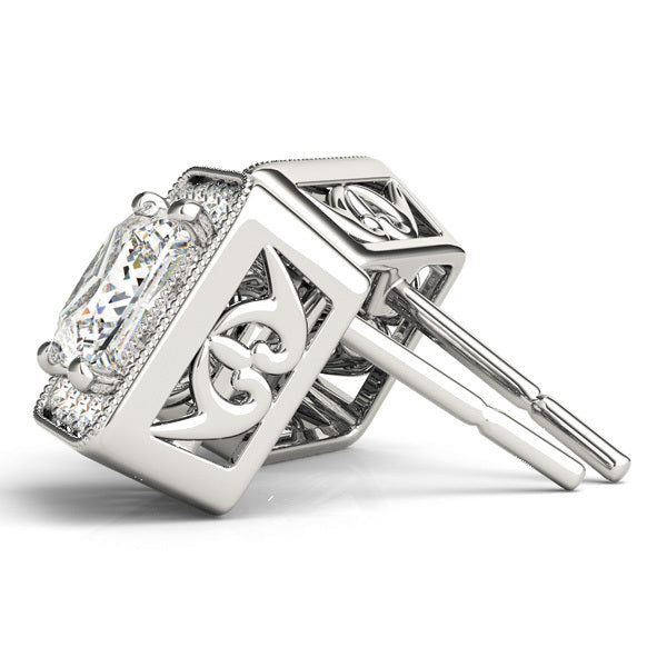 White Gold Lab Diamond Halo Earrings