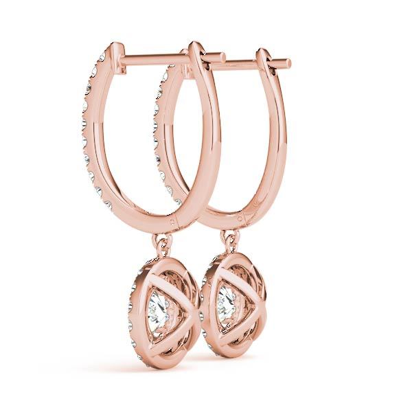 18K Rose Gold Round Diamond Halo Earrings