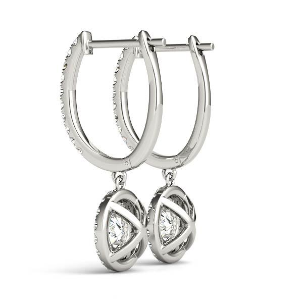 White Platinum Lab Diamond Halo Earring Pair