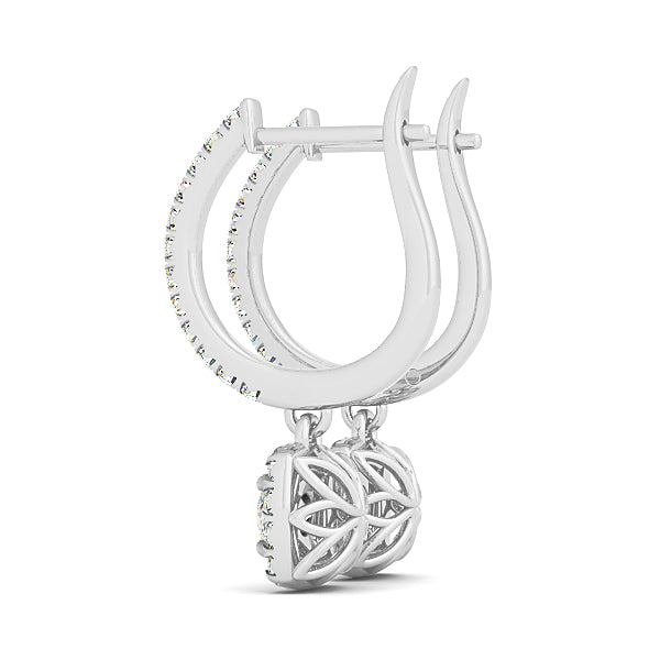 18K White Gold Round Diamond Halo Earrings