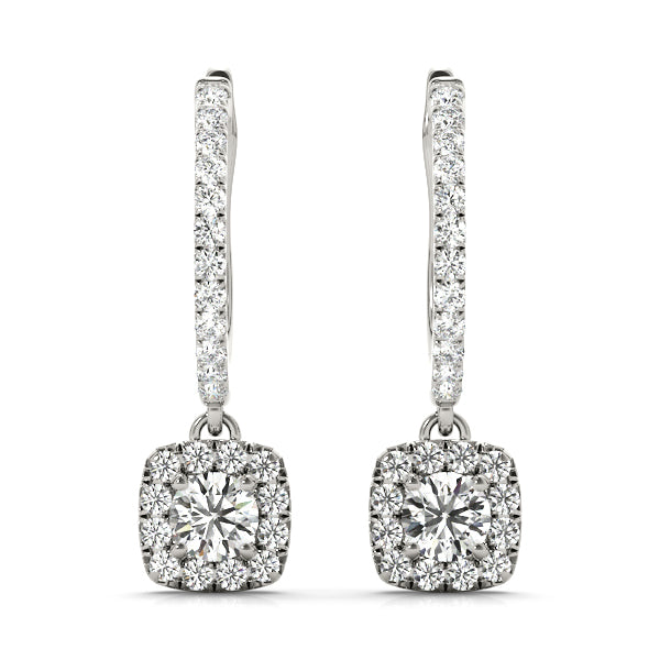 Platinum White Lab Diamond Halo Earrings