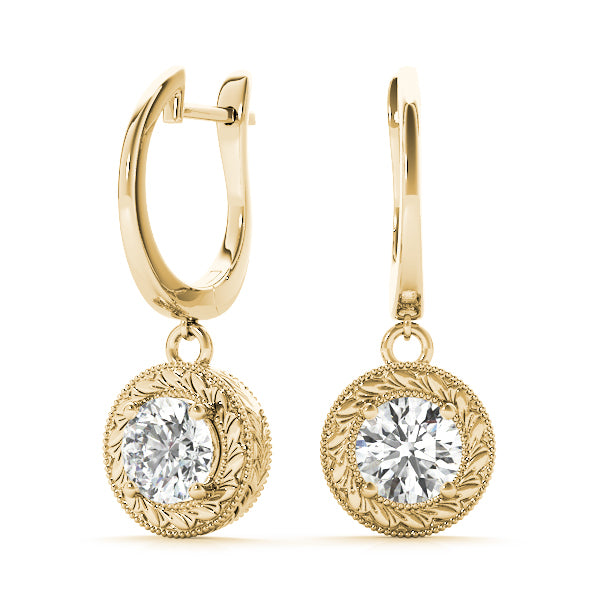 14K Yellow Gold 1/2 CT Round Diamond Stud Earrings