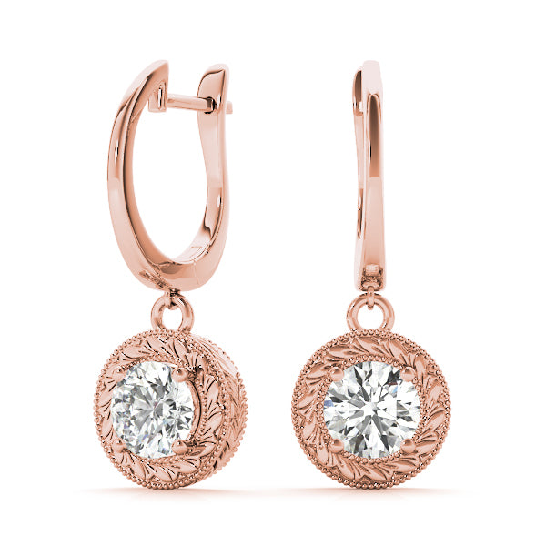 14K Rose Gold 1/2 CT Round Diamond Stud Earrings