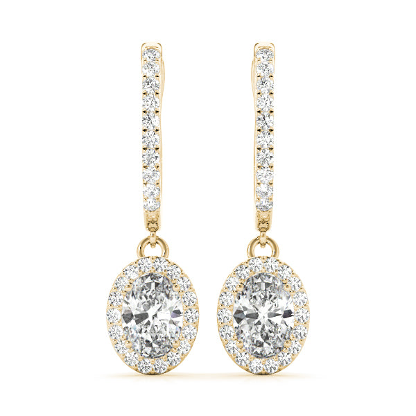 Yellow Gold Lab Diamond Halo Earring Pair