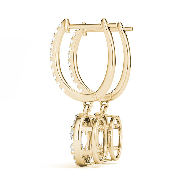 Yellow Gold Lab Diamond Halo Earring Pair