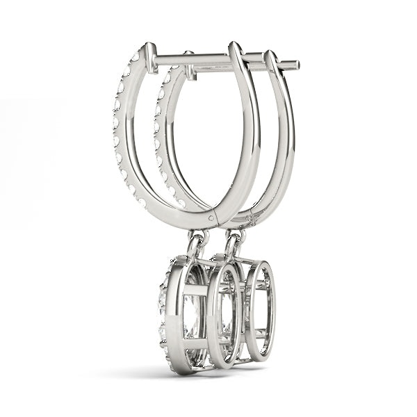 White Gold Lab Diamond Halo Earring Pair