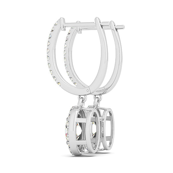 14K White Gold Diamond Halo Oval Earrings