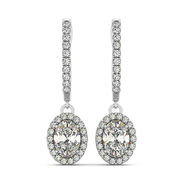 Platinum 1/4 ct Oval Diamond Halo Earrings