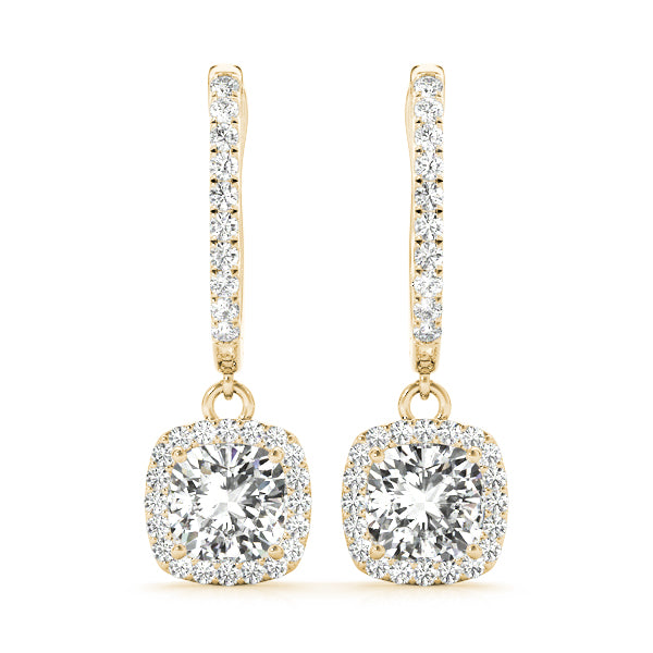 18K Yellow Gold Round Diamond Halo Earrings