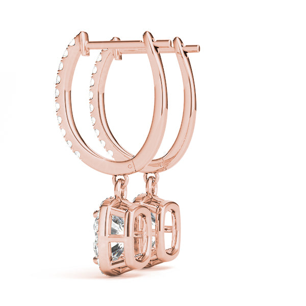 18K Rose Gold Round Diamond Halo Earrings