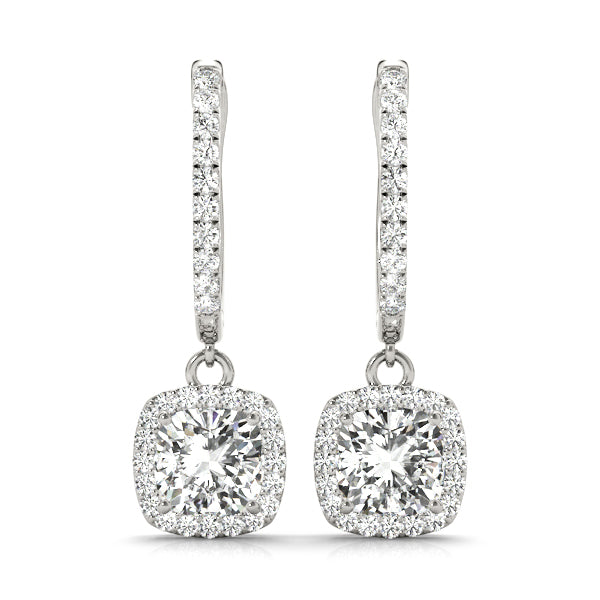 White Gold Lab Diamond Halo Earrings