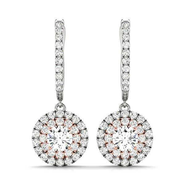 Rose Gold Lab Diamond Halo Earring Pair