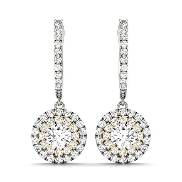Yellow Gold Lab Diamond Halo Earring Pair