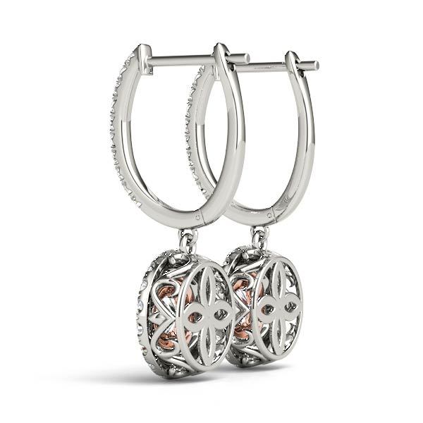 Rose Gold Lab Diamond Halo Earring Pair