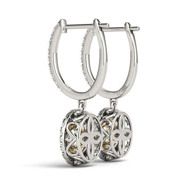 14K Yellow Gold Diamond Halo Earring Pair
