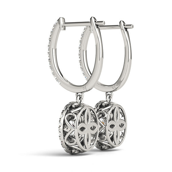 White Gold Lab Diamond Halo Earring Pair