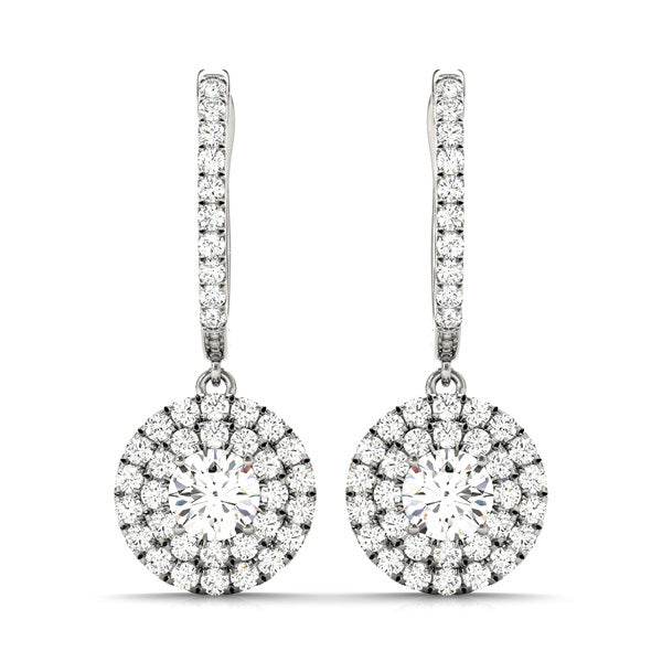 White Gold Lab Diamond Halo Earring Pair