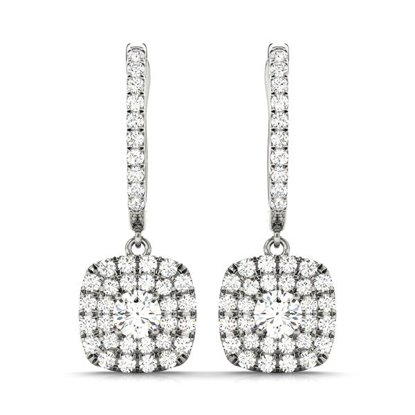 White Gold Lab Diamond Halo Earrings