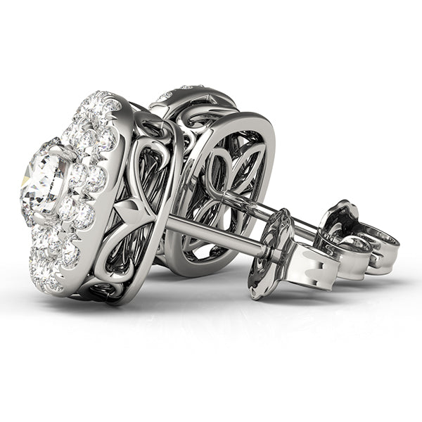 14K Rose Gold 3/4 ct tw Halo Diamond Earring