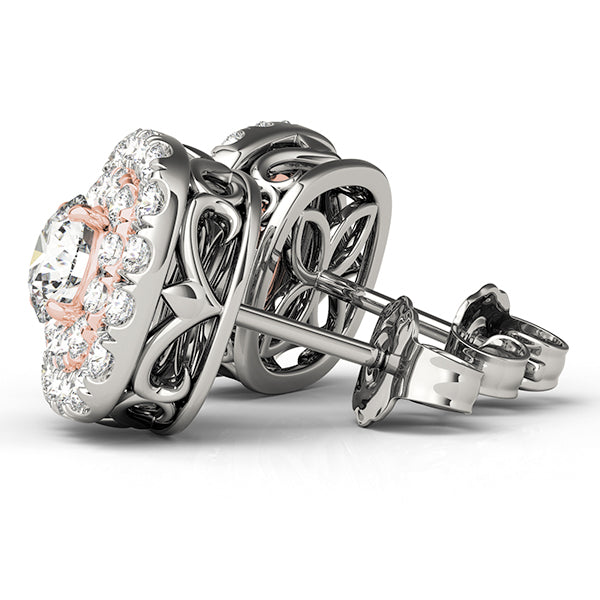 White Gold Lab Diamond Halo Earrings