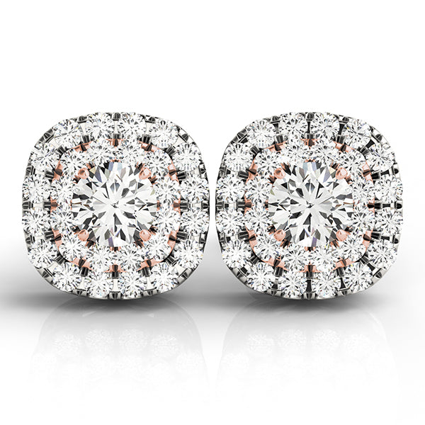Platinum White Diamond Halo Earrings 3/4 ctw