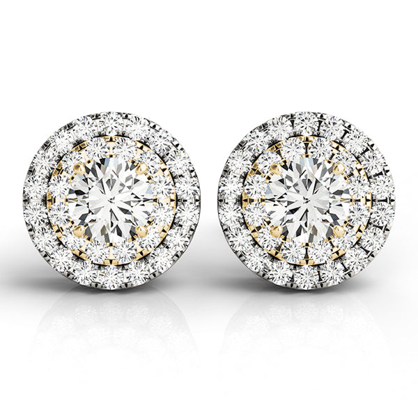18K Yellow Gold 3/4 ct tw Halo Diamond Earring