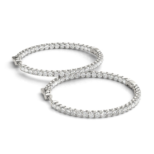 Lab Diamond Inside Out 1.2"" Hoop Earrings