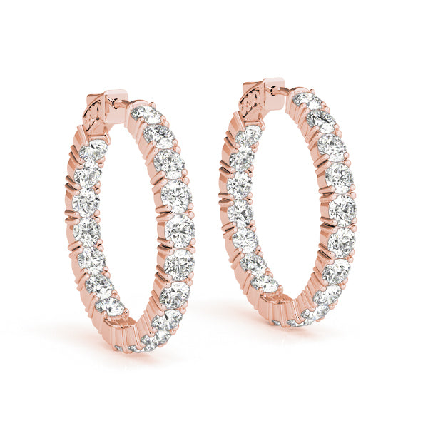 18K Rose Gold Lab Diamond Inside Out Hoop Earrings