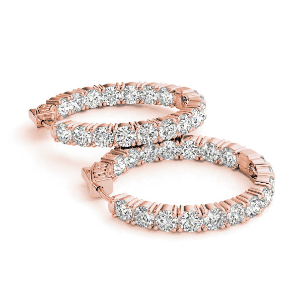 18K Rose Gold Lab Diamond Inside Out Hoop Earrings