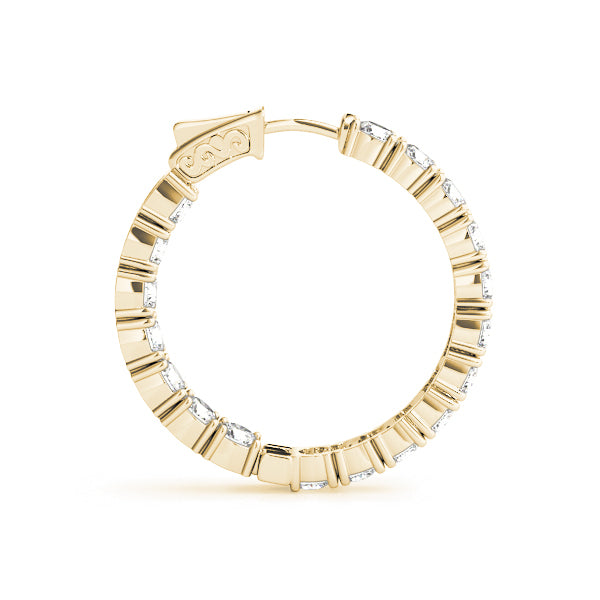 18K Yellow Gold Diamond Inside Out Hoop Earrings
