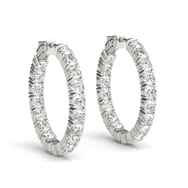 18K White Gold Lab Diamond Inside Out Hoop Earrings