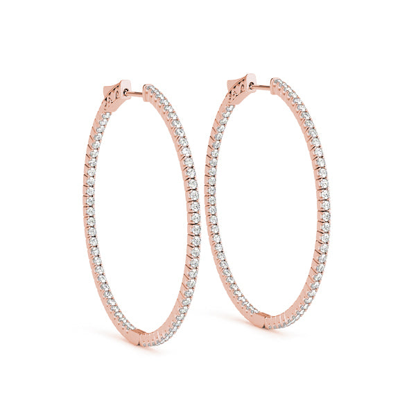 18K Rose Gold Lab Diamond Inside Out Hoop Earrings