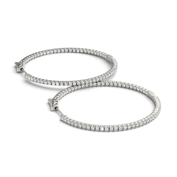 White 14K Gold Lab Diamond Inside Out Hoop Earrings