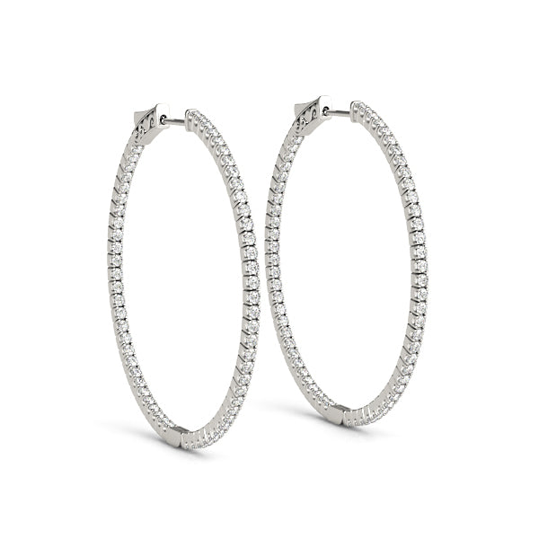 White 14K Gold Lab Diamond Inside Out Hoop Earrings