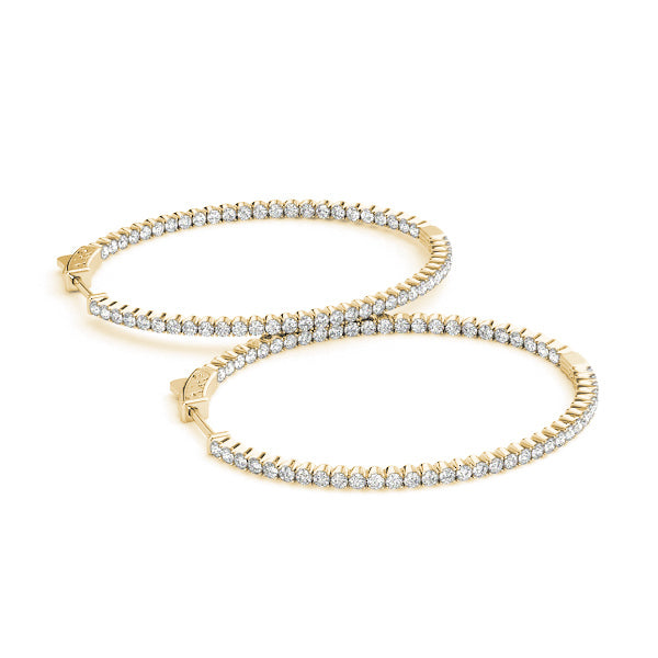 18K Yellow Gold Diamond Inside Out Hoop Earrings