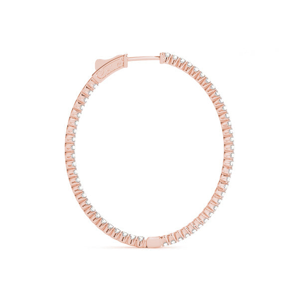 14K Rose Gold Diamond Inside Out Hoop Earrings