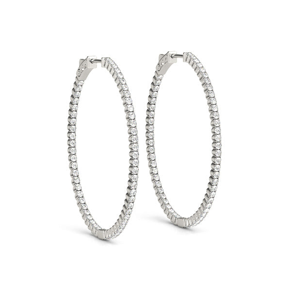 18K White Gold Lab Diamond Inside Out Hoop Earrings