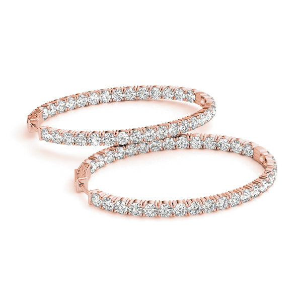 18K Rose Gold Lab Diamond Inside Out Hoop Earrings