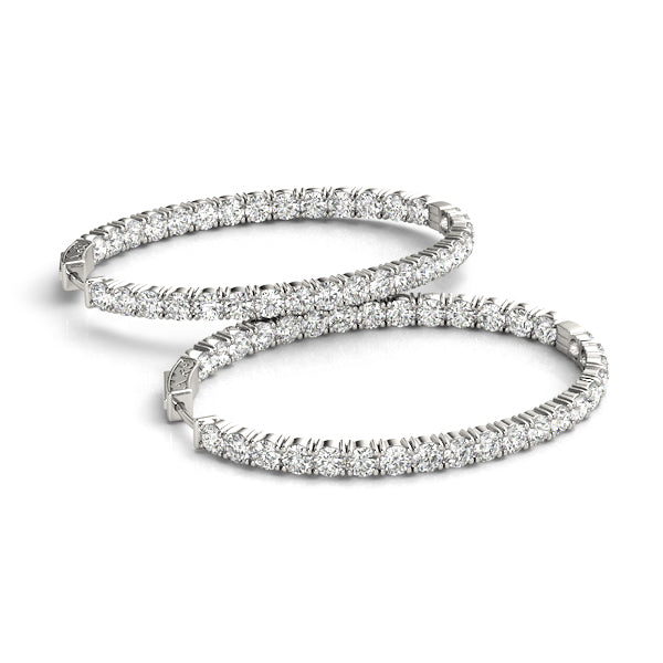 Diamond Inside Out 14K Gold Hoop Earrings