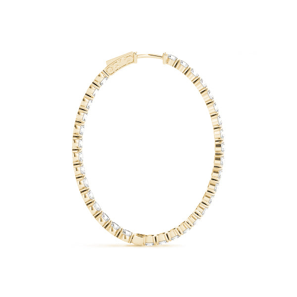 14K Yellow Gold Diamond Inside Out Hoop Earrings