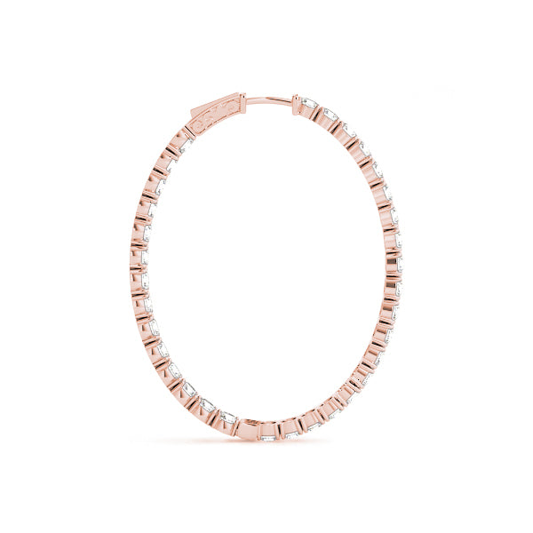18K Rose Gold Lab Diamond Inside Out Hoop Earrings