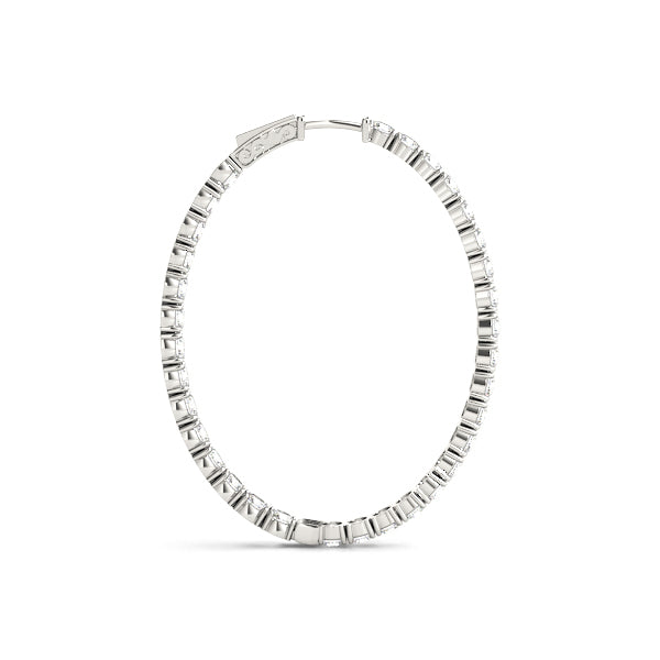 14K White Gold Lab Diamond Inside Out Hoop Earrings