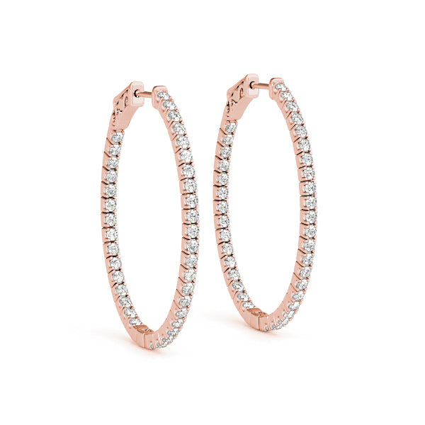 18K Rose Gold Lab Diamond Inside Out Hoop Earrings